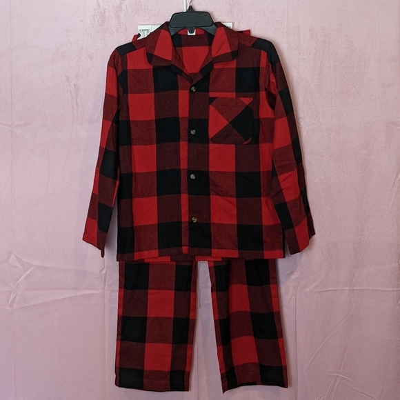 Old Navy Black and Red Plaid Button Up Shirt and Matching Pajama Pants Medium - Picture 1 of 4